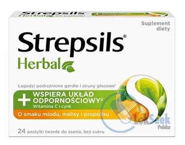 opakowanie-Strepsils® Herbal o smaku miodu, melisy i propolisu