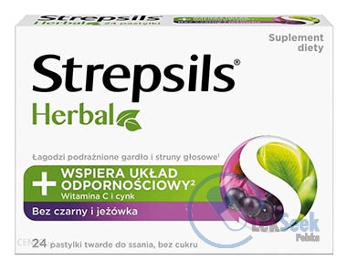 opakowanie-Strepsils® Herbal czarny bez i jeżówka