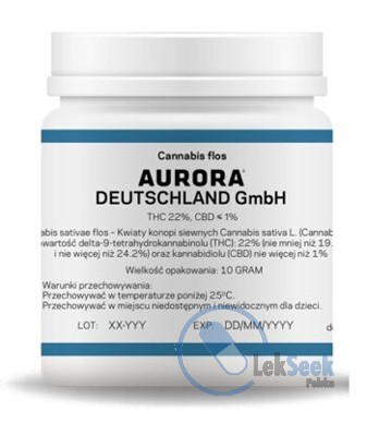 opakowanie-Cannabis flos AURORA DEUTSCHLAND GmbH THC 22%, CBD 1%