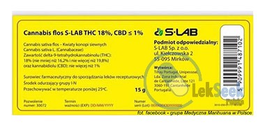 opakowanie-Cannabis flos S-LAB THC 18%, CBD <1%