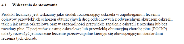 Wskazania wg ChPL