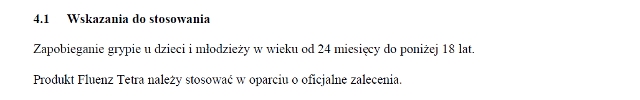 Wskazania wg ChPL