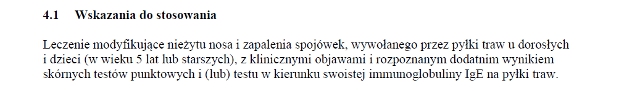 Wskazania wg ChPL